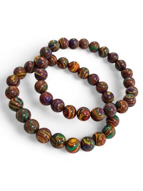 Colored Malachite Stone Stretch Bracelet Set
